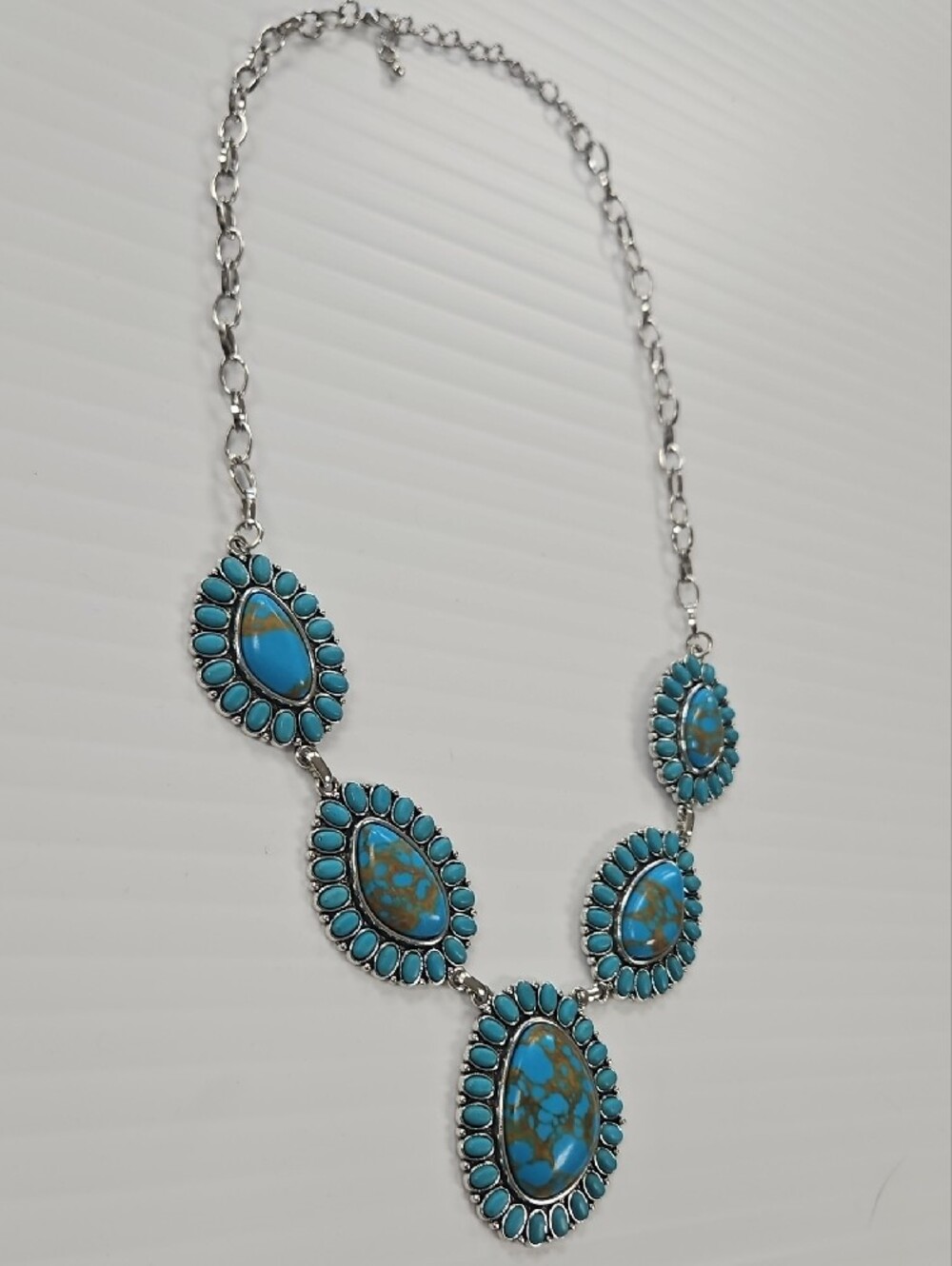 Turquoise Teardrop Statement Necklace - Women Jewelry - Picture 4 of 7